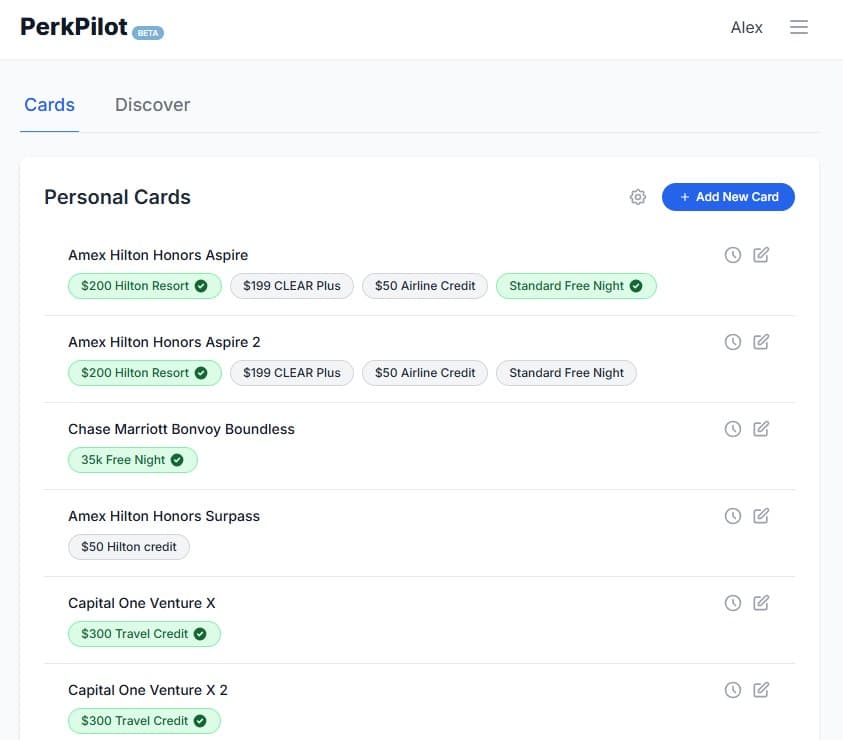 Credit cards management